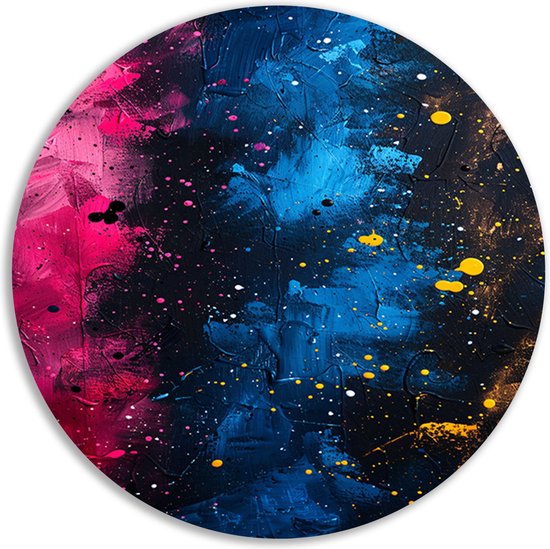 Verf wandschaal - Vloeistof muurcirkels - Muurdecoratie rond Verfspatten - Wanddecoratie landelijk - Schilderij forex - Kunst muurcirkel forex 40x40 cm