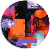 Vormen wandschaal - Kunst wandcirkel - Rond schilderij Lijnen - Muurdecoratie industrieel - Schilderij forex - Kunstwerk muurcirkel forex 50x50 cm