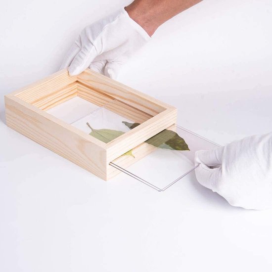 C&Z 8x8 2 Stks Hout Fotolijsten Dubbelzijdige Acryl Herbarium Plant Specimen Frame voor Geperste Bloemen Gedroogd Blad Display Desktop Tafel Wanddecoratie Houten