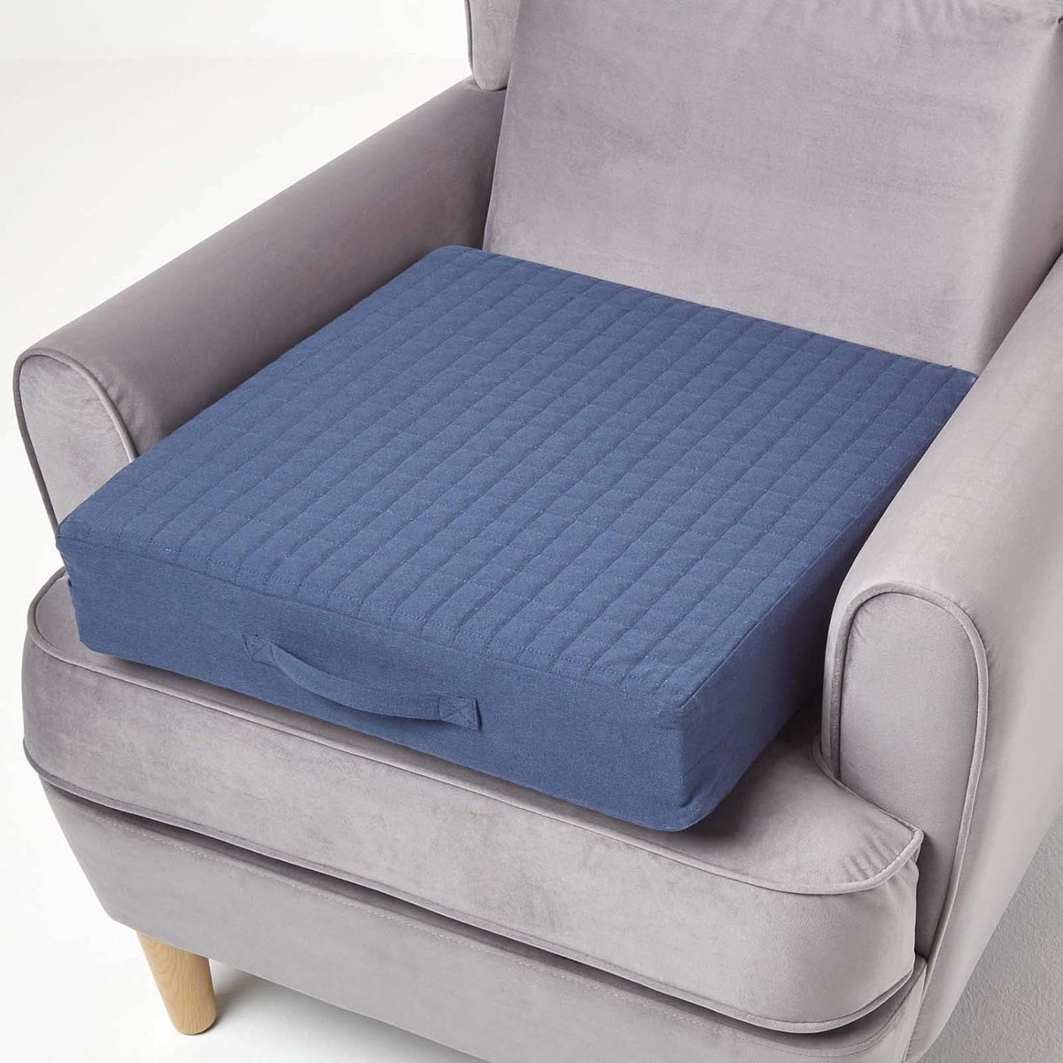 Homescapes Orthopedisch Zitkussen 50 x 50 x 10 cm - Fauteuilkussen Donkerblauw Dunkelblauw