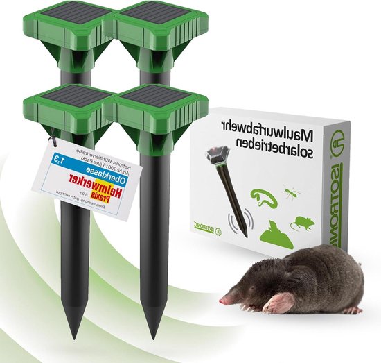 Anti Taupe Ultrason Anti Taupe Solaire Répulsif Solaire Sonic Pour Taupes Et Campagnols - Lot De 4 - Ultrason Et Vibrations - Écologique Le Detaupeur Ultrason Taupe