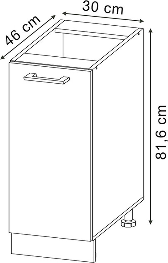 Vicco Armoire à pharmacie R- Line, Zwart brillant/ Wit, 30 cm, Chêne WB