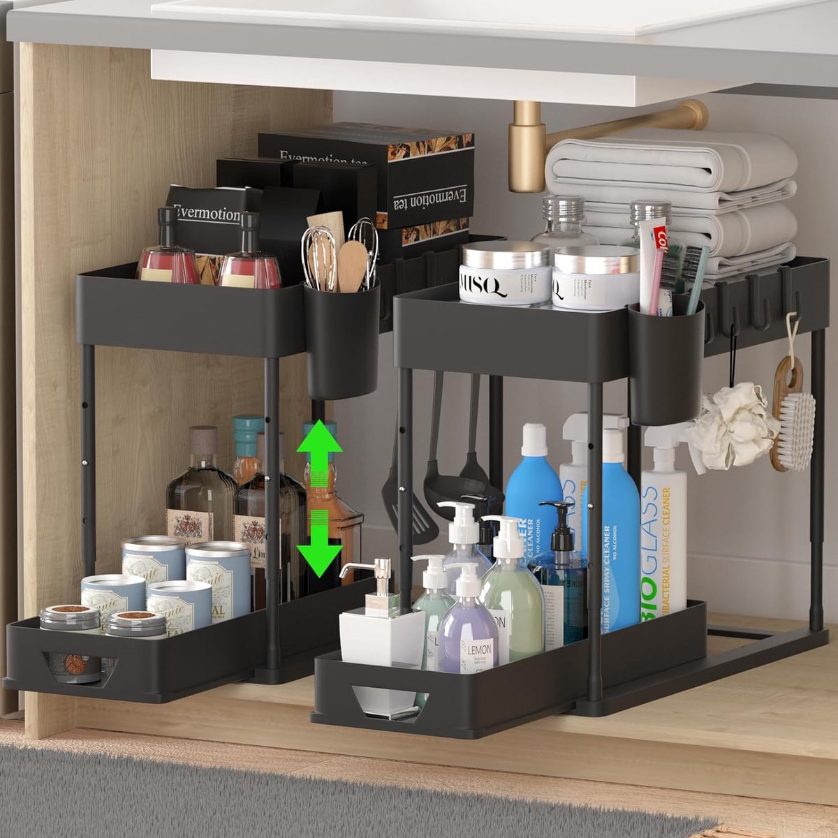 Gootsteenkast Organizer - Keukenkast Organizer - Gootsteenkast - Eenvoudige Montage - Optimaliseer Je Keukenopslag - Set 2 stuks