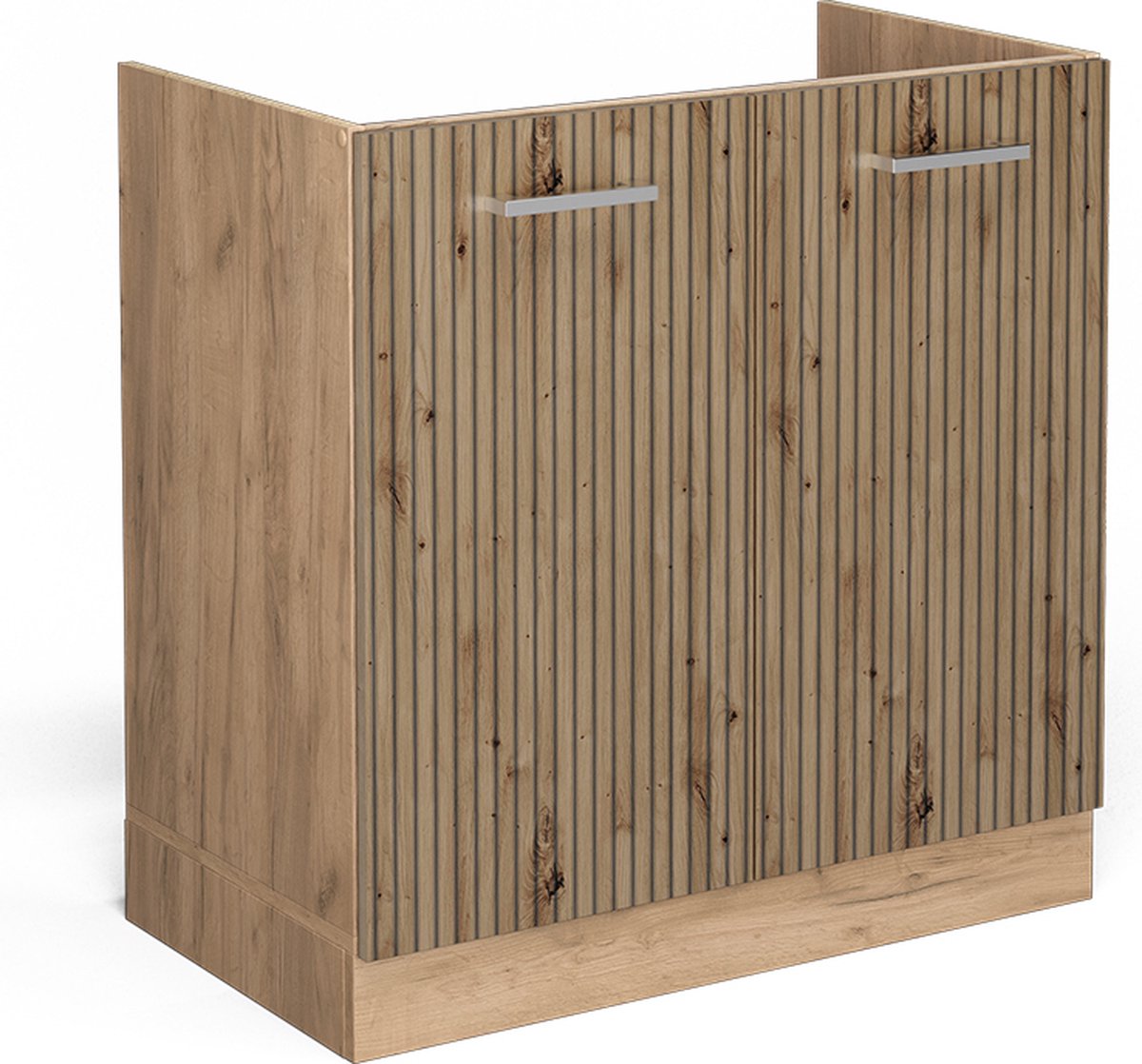 Vicco R-Line Wastafelkast – 80 cm WB Marmer Artisanaal eiken