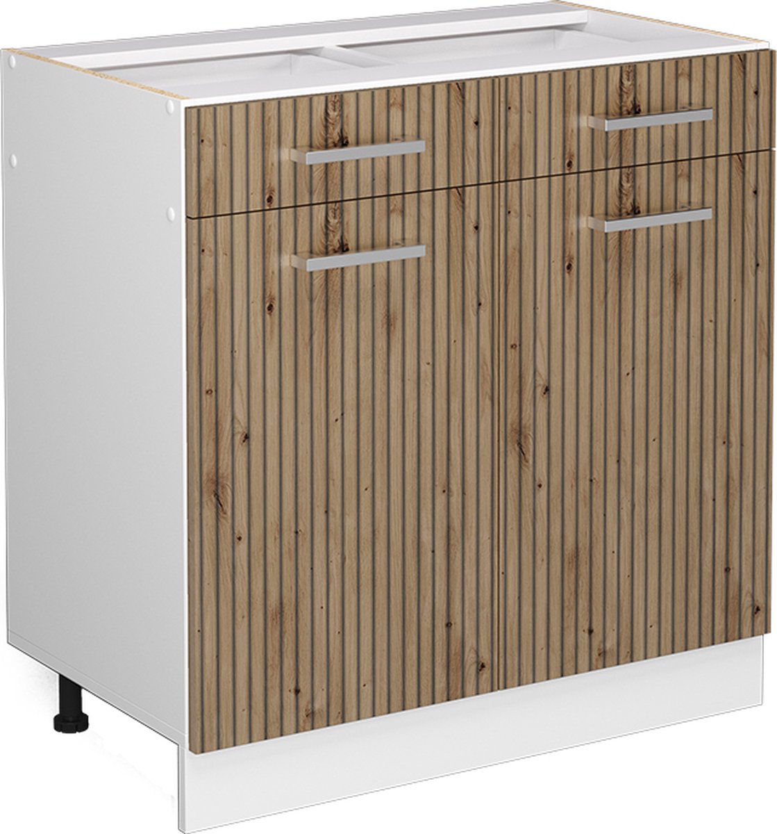 Vicco R-Line Keukenonderkast – 80 cm, WB Marmer Artisanaal eiken