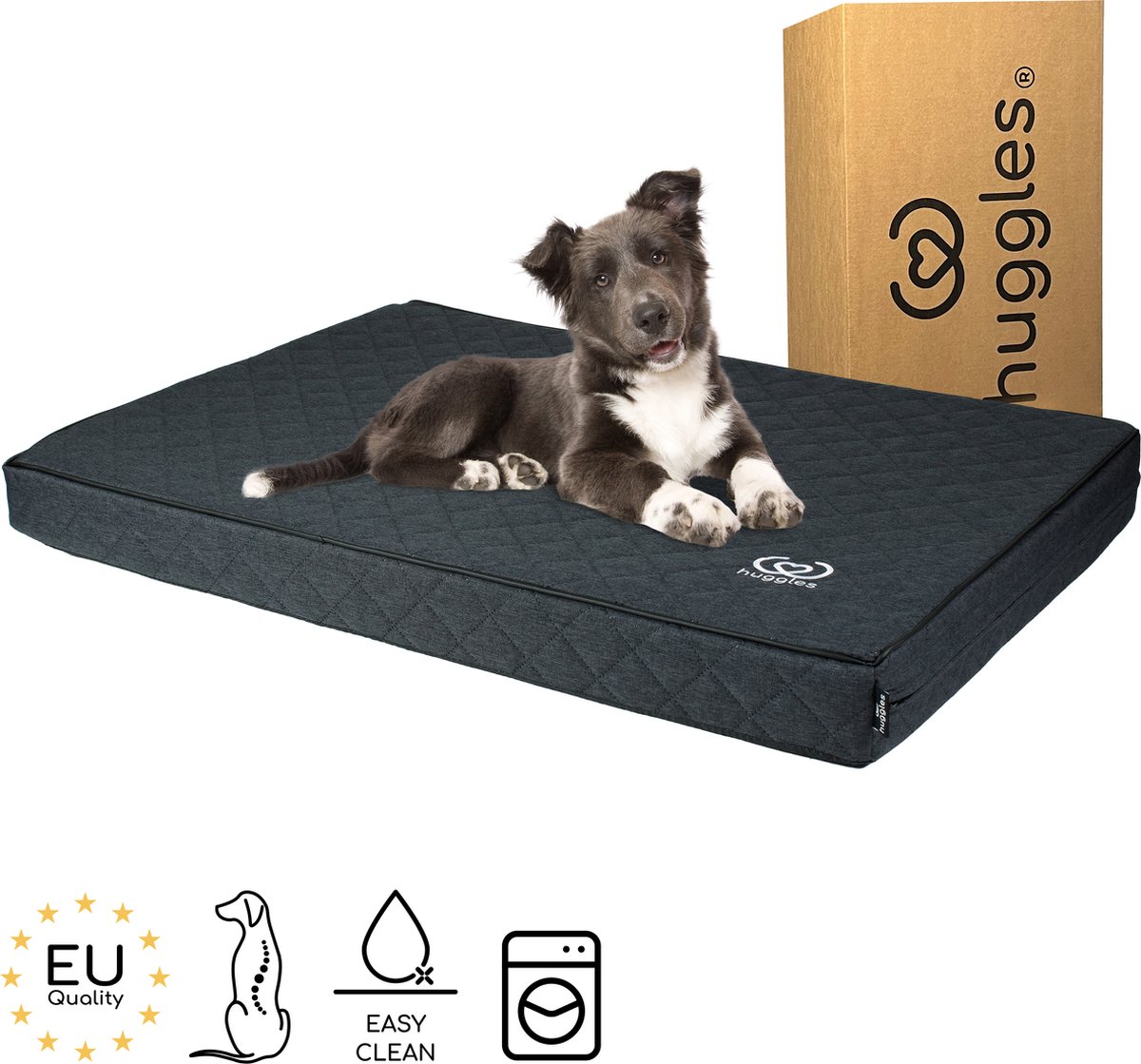 Huggles Savana Orthopedisch Hondenkussen - Hondenbed - Hondenmand - Luxe - M - 80cm - Grijs
