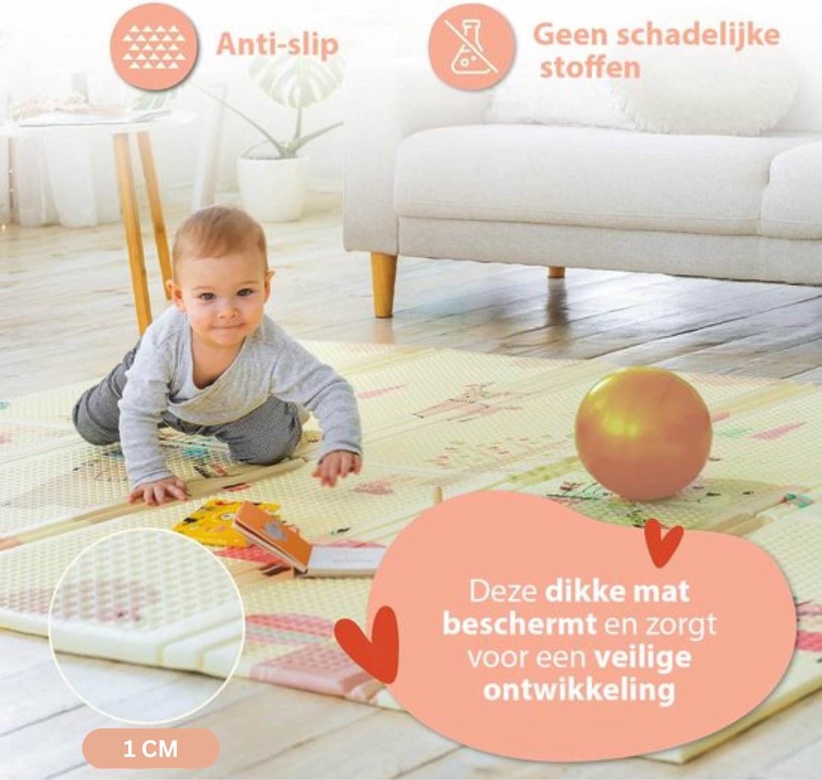 HB.YE Speelmat, opvouwbaar, voor baby's, 150 x 200 x 1 cm