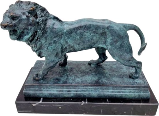 Lion - Patine verte - Sculpture en bronze - Décoration de la maison - Statues