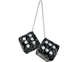 Deense pluche dobbelsteen grijs 10x10 CM, accessoire voor vrachtwagen, tractor, truck, cabine, enz