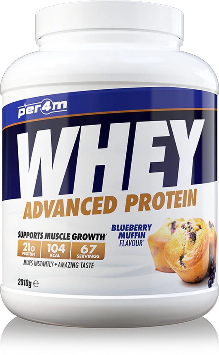 Goedkoopste Per4m - Advanced Whey Protein - Blueberry Muffin - Proteine poeder - Eiwit shake - Eiwitpoeder - 2.01kg - Whey Protein - Eiwitshakes - Whey Proteine - Protein - Proteine - Proteine Shake - Shake - Fitness - Krachttraining - Gym