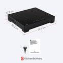 Plaque de cuisson à induction KitchenBrothers noire, dimensions 59,5 x 52,5 x 10,9 cm.