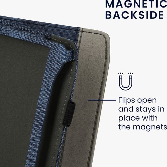 kwmobile flip cover voor e-reader - geschikt voor Pocketbook Era / Era Color - Van imitatieleer en -suède - In donkerblauw / donkergrijs van Merkloos — afbeelding 5