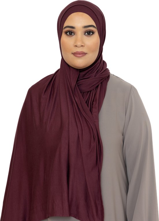 Foto: Katoen stretch hoofddoek hijab sjaal turban dames hoofddoek islamitisch hoofddeksel 60x170 cm kleur bordeauxrood