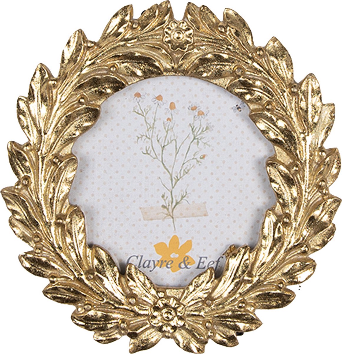 Clayre & Eef Fotolijst Ø 8 cm Goudkleurig Polyresin