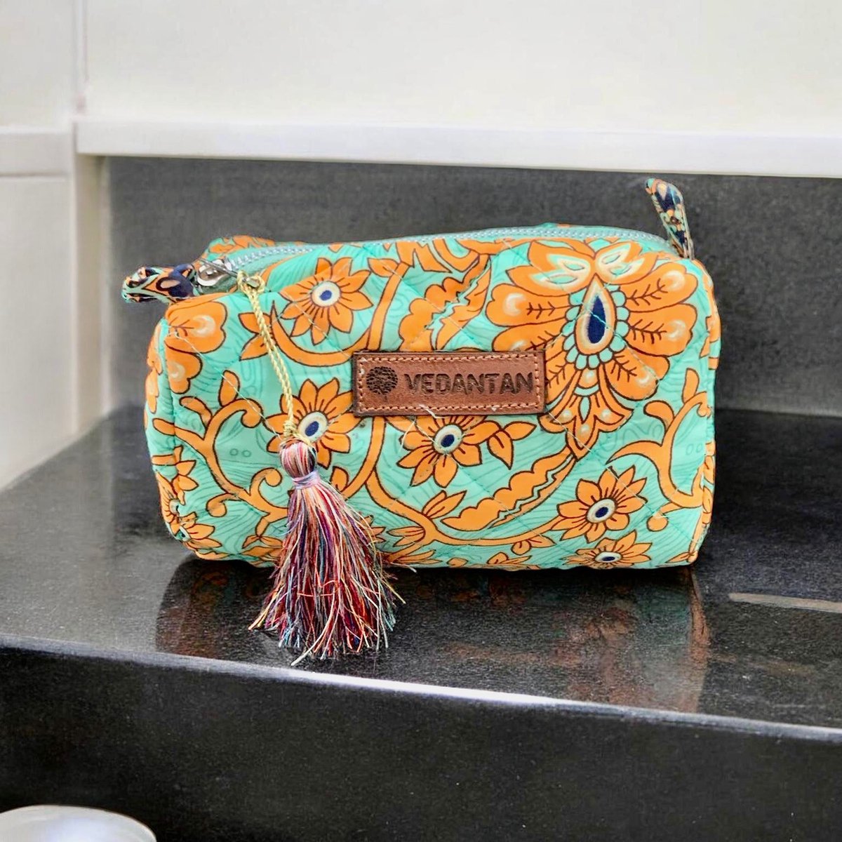 Toilettas - Vedantan - 2 stuks - 25 x 27 cm & 21 x 18 cm - Cosmetica Tas - Katoen - Ritssluiting - Kamperen - Reizen - Accessories
