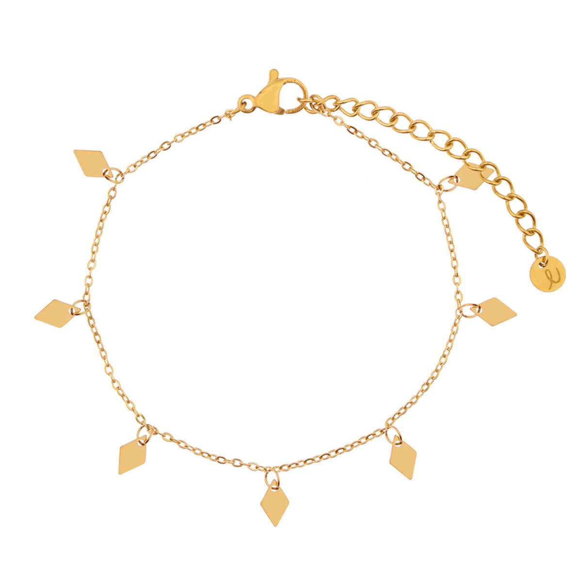 Essentialistics - Armband met een boel ruitjes - Volwassenen - Goudkleur - Stainless steel (verkleurt niet) - Verlengkettinkje