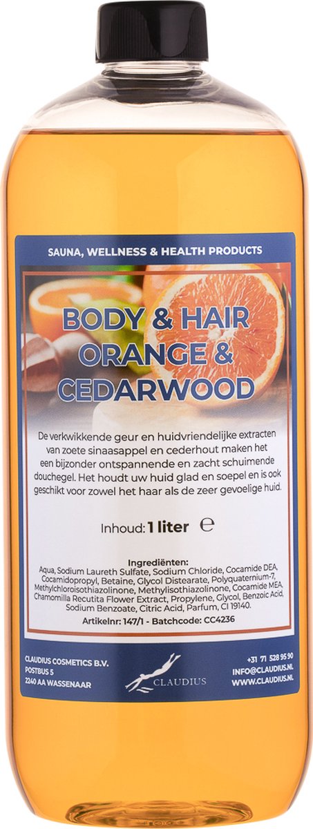 Goedkoopste Body & Hair Sweet Orange & Cedarwood 1 liter - 2 in 1 voor lichaam en haar.