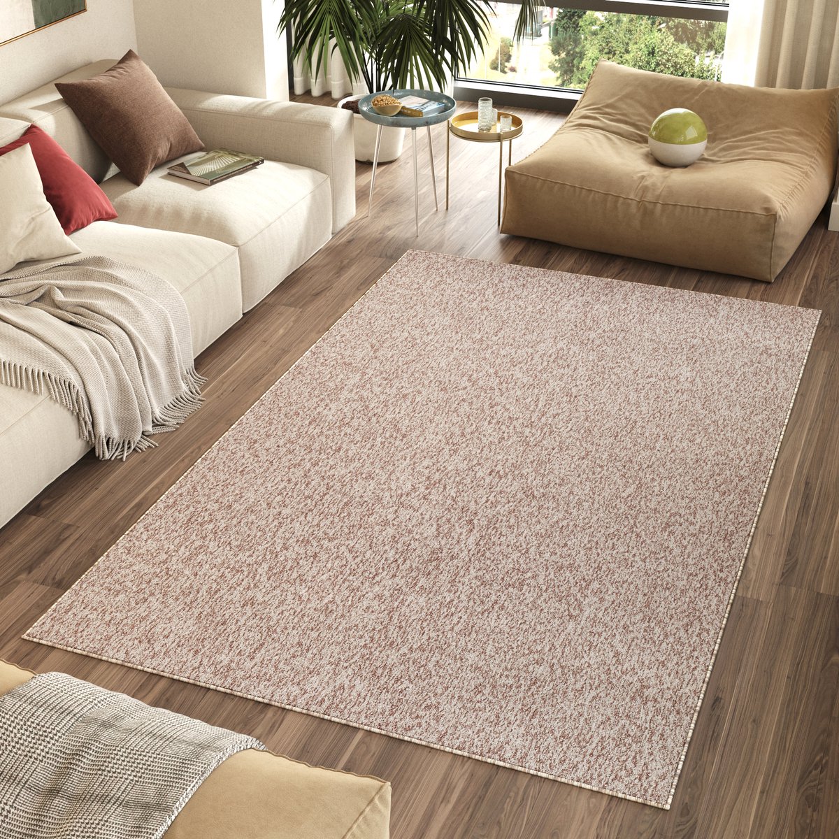 Tapiso Nizza Vloerkleed Beige Laagpolig Antislip Waasbaar Tapijt Maat- 300x400