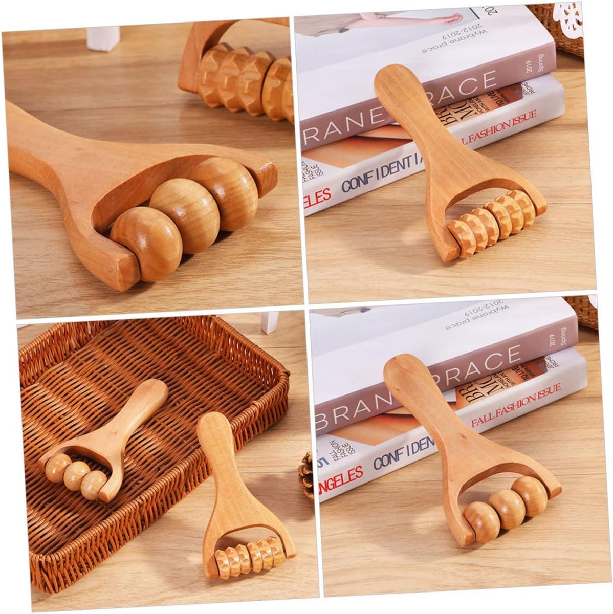 Houten Massage Roller Tool - 2 Stuks - Bindweefselmassages - Verbetert de houding - Massageapparaten - Relax - Voor Rug Nek Schouder Buik Taille Armen en Benen thumbnail 3
