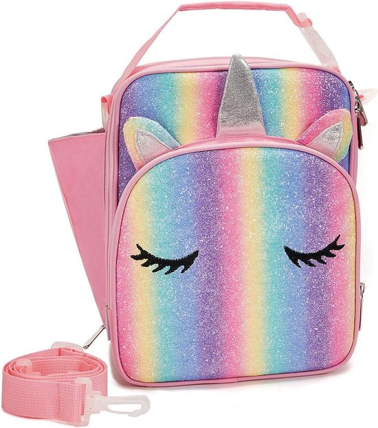 Foto: Ge soleerde lunchtas thermisch met rits voedsel draagtas voor school en picknick picknick snack tas voor kinderen en tieners afneembare schouderriem eenhoorn portable lunch bag