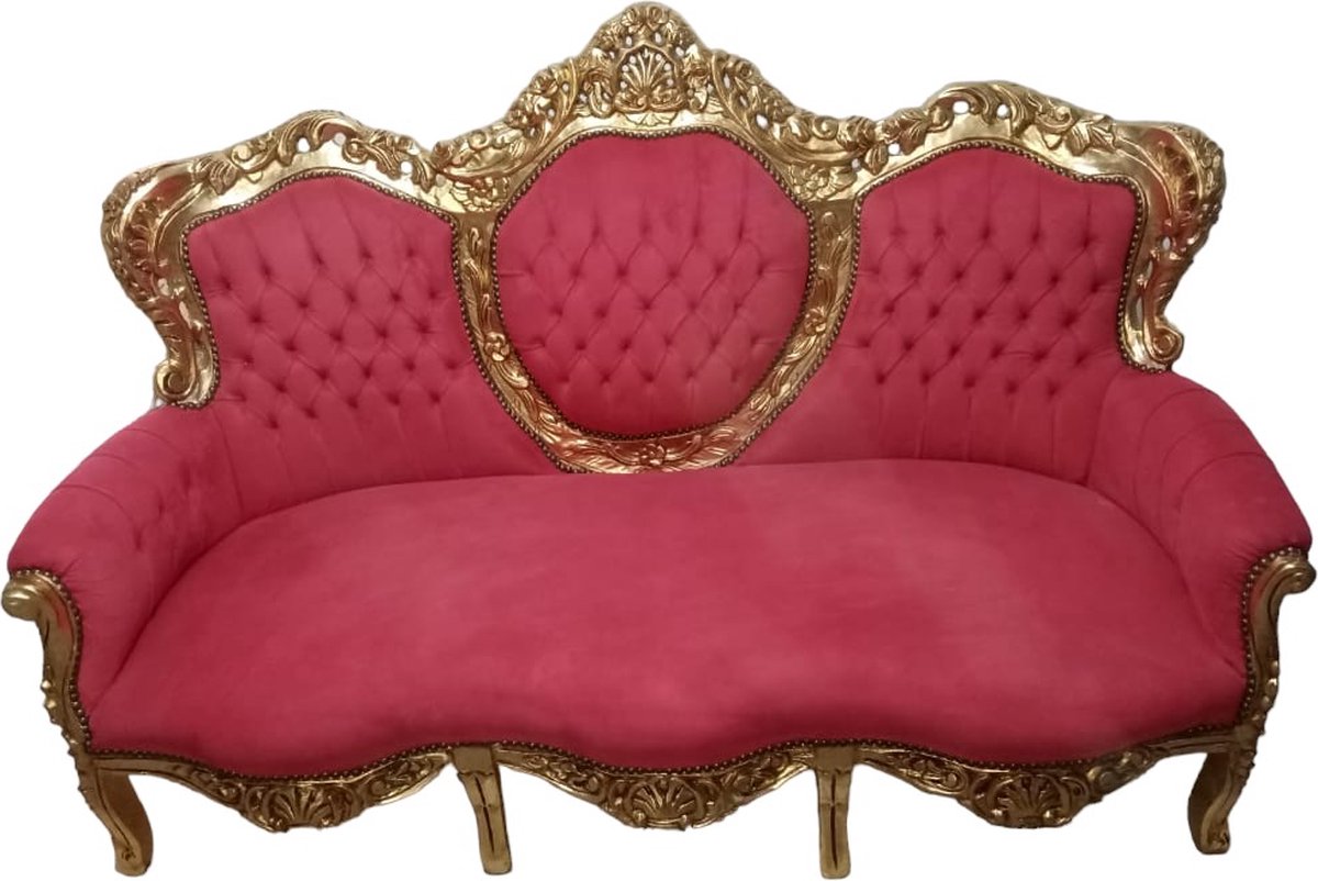 Barok 3 zits bank - rood goud