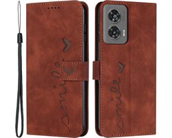 Coverup Hoesje - Geschikt voor Motorola Edge 50 Fusion Hoesje - Coverup Smile Book Case - Bruin
