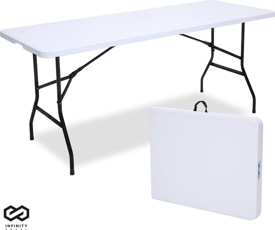 Foto: Infinity goods inklapbare tafel vouwtafel 180 x 70 x 74 cm campingtafel tuintafel draagbaar wit