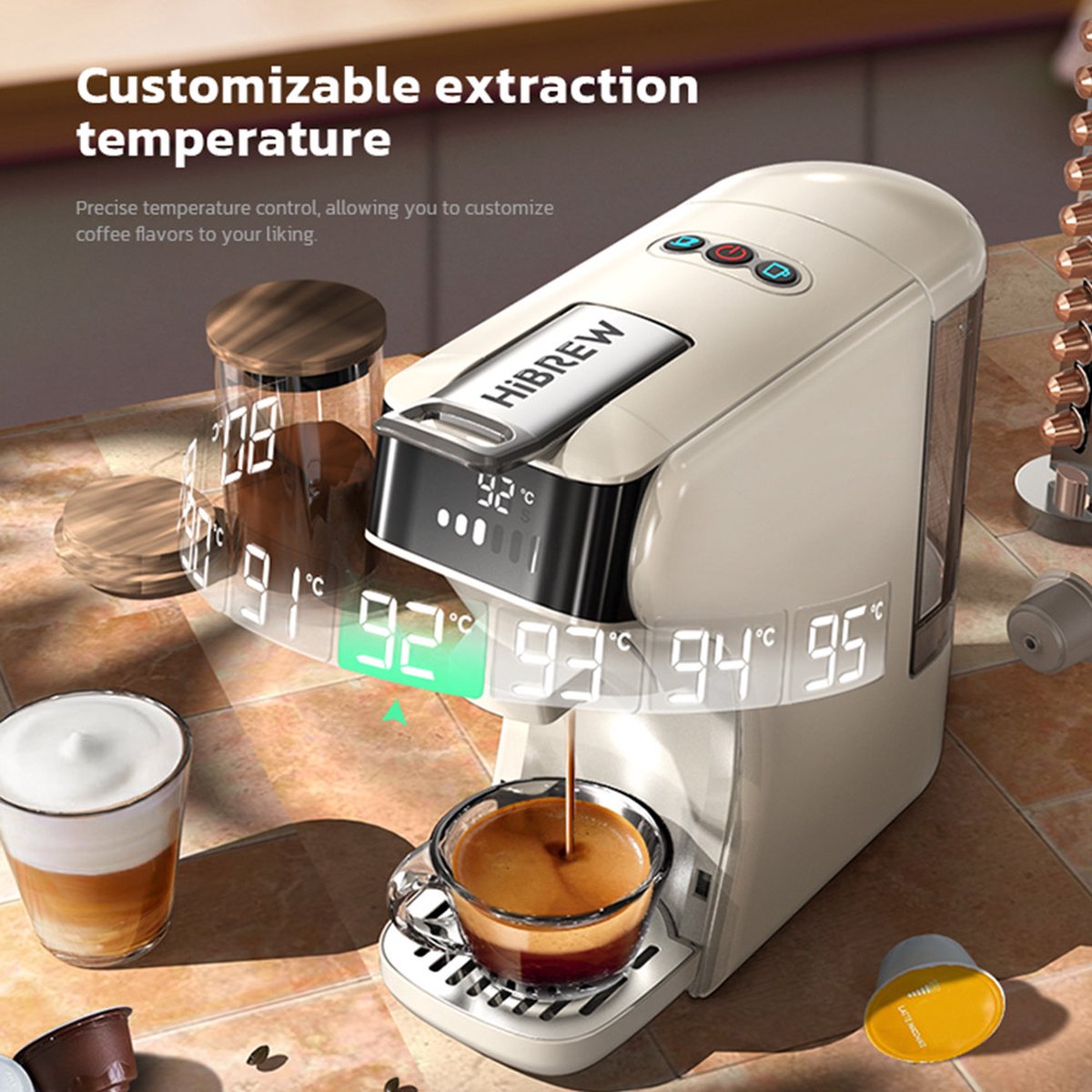 HiBREW H1B-Wit 5-In-1 Capsule Koffiezetapparaat