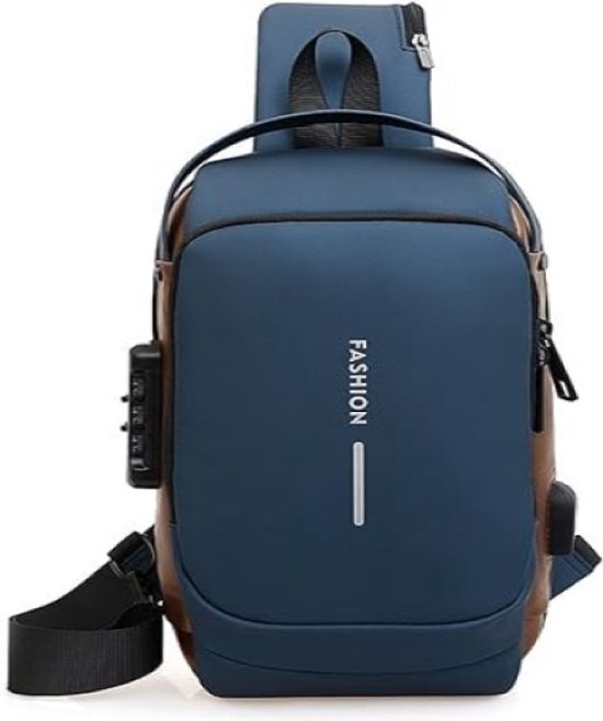Sac Bandoulière Tactique FANDARE - Sacoche Poitrine Homme - Bleu - 20x17x39 Cm - Polyvalent Voyage Randonnée