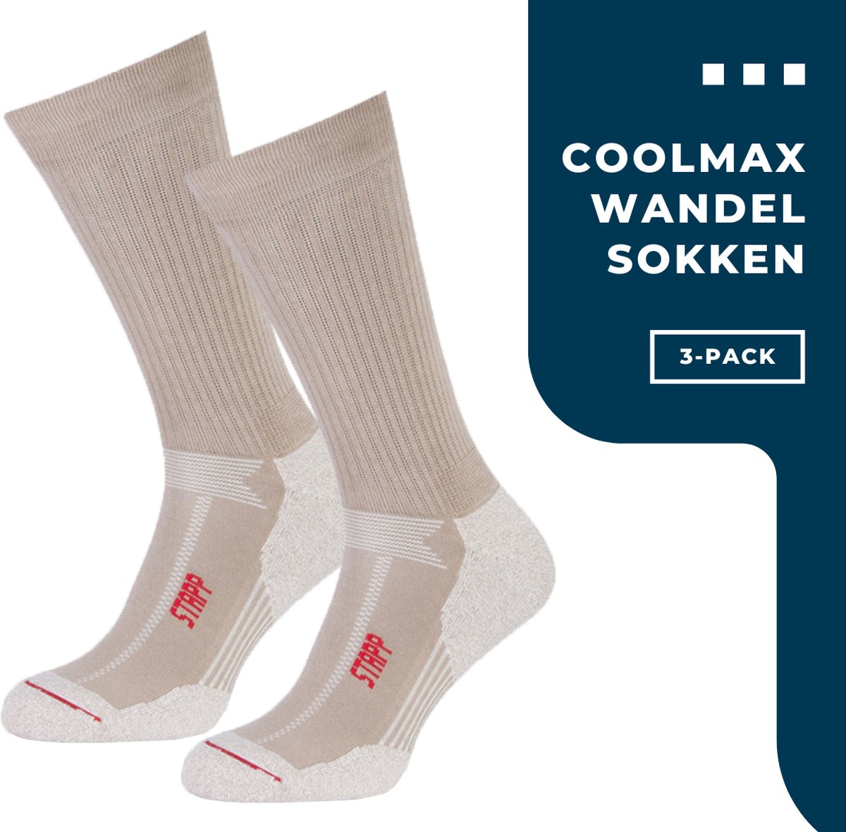 STAPP 3-Pack Boston All Season Werksokken Cordura Coolmax Heren Dames – 47-50 27410 Beige