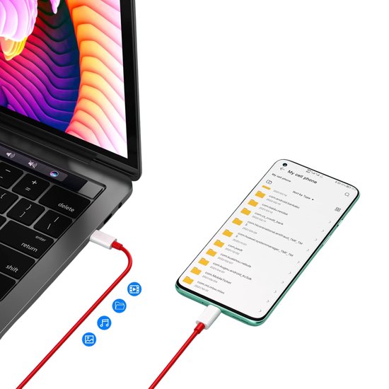 Câble Chargeur Rapide USB C vers USB C Rouge - 1 mètre - Câble de charge pour OnePlus 7T Pro / 7T / 7 Pro / 7/8 Pro / 8