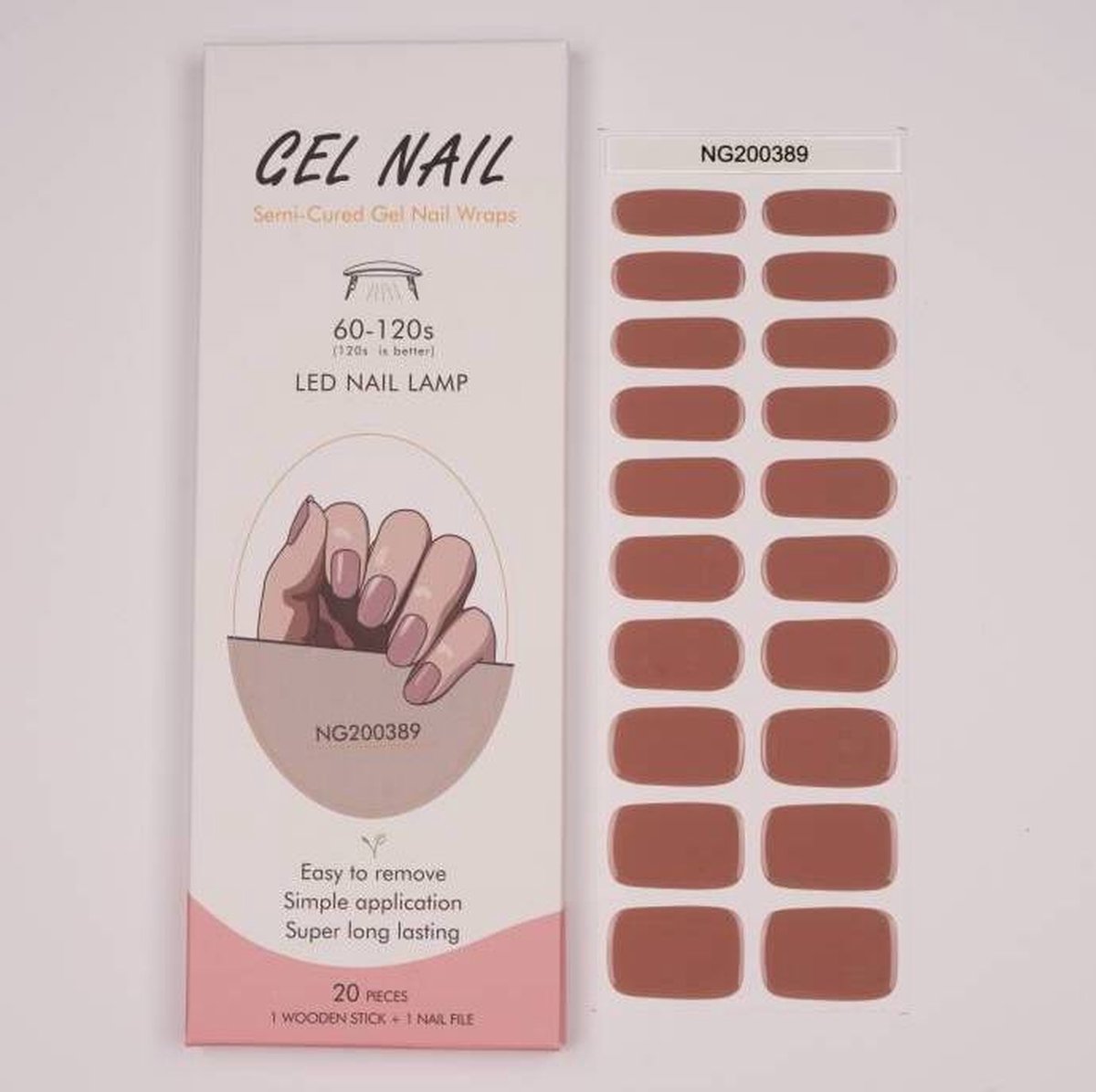 Goedkoopste Gel Nail Wraps – Gel Nagel Wraps – Gel Nail Stickers – Gel Nagel Folie - UV lamp – Taupe Pink
