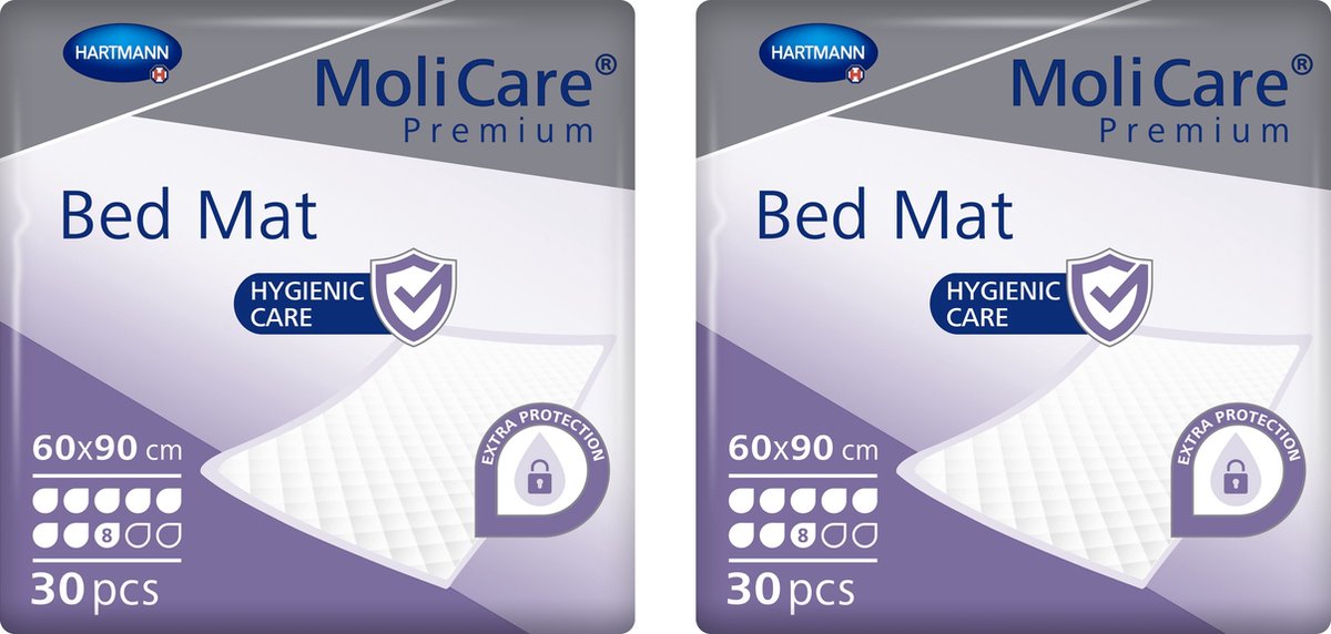Goedkoopste 2 x Molicare Bed Mat - 8 drops - 30 stuks - 60x90cm