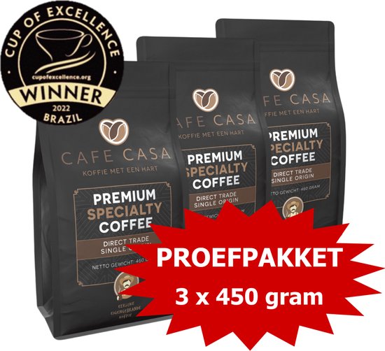 Foto: Cafecasa specialty coffees proefpakket premium koffiebonen 3 x 450gram koffiebonen proefpakket koffiebonen machine vaderdag cadeau