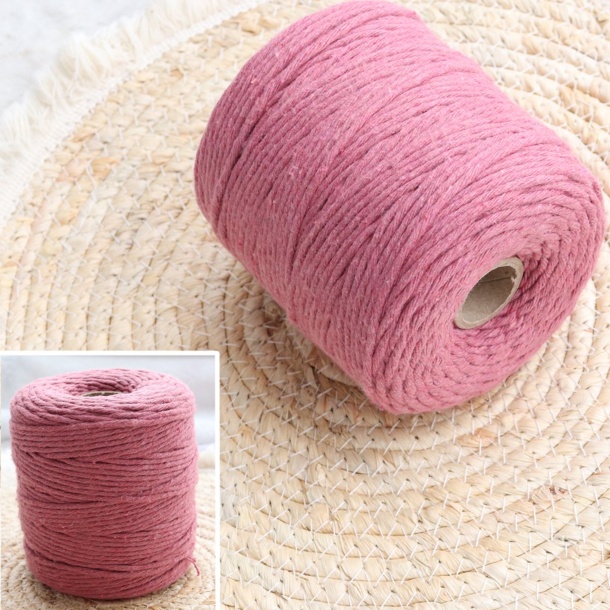 3mm x 200m Rosa - Dusty Pink macramé katoenen koord Macrame Touw|kleuren om mee te knutselen|Garen voor Wandkleed en Plantenhanger Zelf Maken|Dromenvanger||engel van macramé