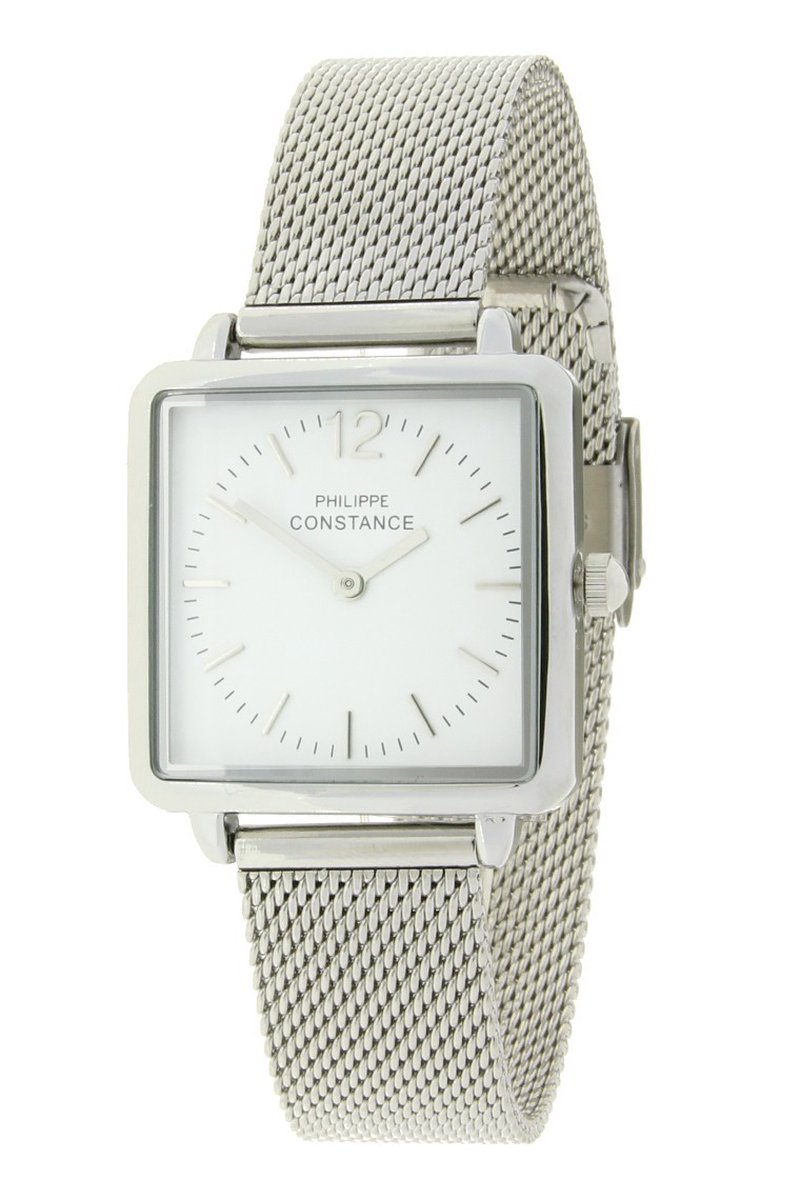 Horloge Optimal Zilver Wit - Philippe Constance - Inclusief Batterij - Volledig RVS - Dames - Nikkelvrij