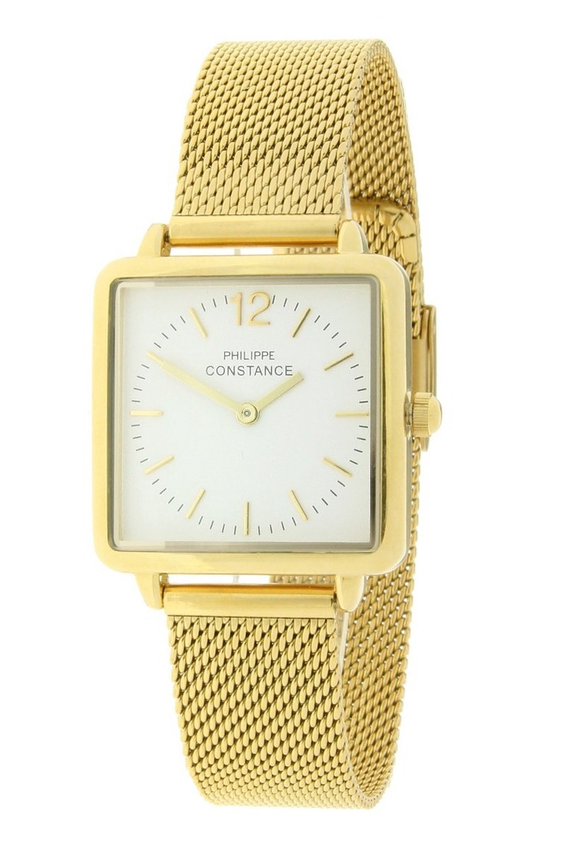 Horloge Optimal Goud Wit - Philippe Constance - Inclusief Batterij - Volledig RVS - Dames - Nikkelvrij