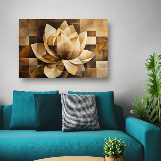 Décoration murale Lotus - Portrait de Bloem - Peintures sur toile Motif - Décoration murale moderne - Peintures sur toile avec cadre plateau - Décoration chambre toile avec cadre plateau 60x40 cm