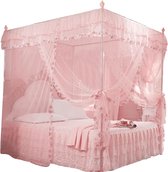 Vier Hoek Klamboe Bed Gordijnnet Klamboe Luxe Prinses Vier Hoek Palen Luifel Bed Gordijn Drie Zijden Opening 180x200x200cm