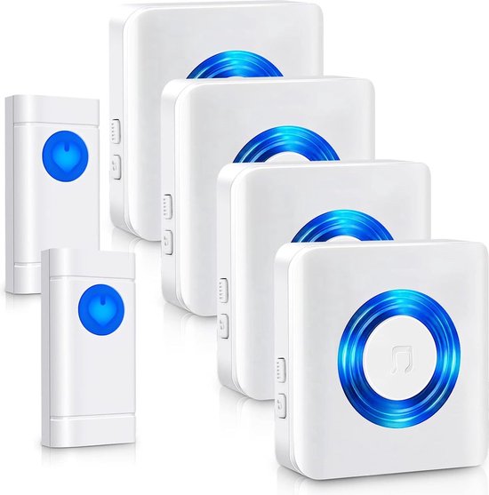 Draadloze Deurbelset met Waterdichte Ontvangers - Geen Batterijen Nodig - Verstelbare Volumeniveaus - Twee Ontvangers - Eenvoudige Installatie - Kristalhelder Geluid - Voor Thuisgebruik