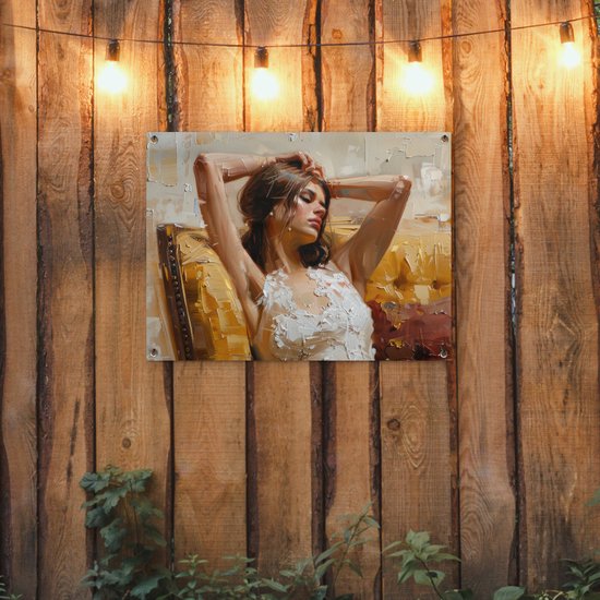Affiche de jardin 80x60 cm - Décoration de jardin Femme - Art - Abstrait - Moderne - Affiche pour le jardin - Décoration extérieure - Tableau de jardin clôture - Décoration murale sur toile de jardin - Décoration murale sur toile de balcon