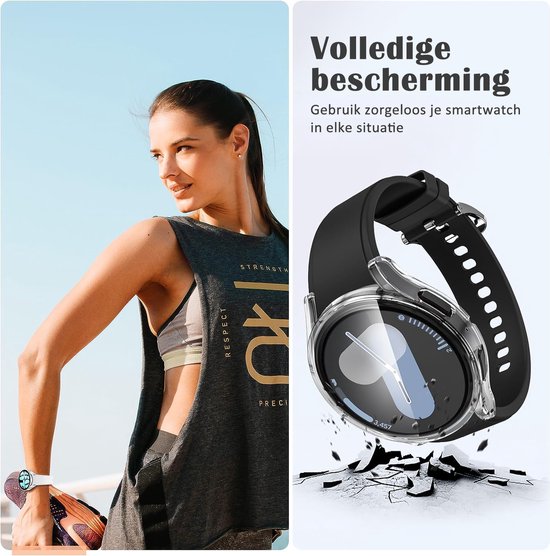 Stravo Screen protector case voor Samsung Galaxy Watch 7 - 40mm - Full Cover Hard Case / Beschermend Hoesje - Roze goud - Samsung Galaxy Watch 7 - 40mm screenprotectors