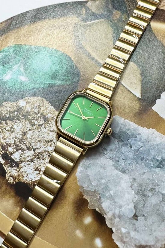 Horloge Square Rounding Goud Smaragd Philippe Constance Inclusief Batterij . bol