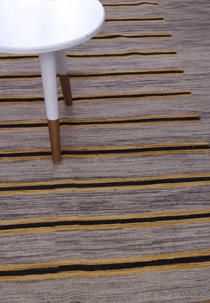 Grijs Tapijt Laagpolig Handgeweven Wollen Vloerkleed - Koho Afghan Modern Kelim 195x156 - 195x156cm- Modern - Woonkamer - Salon - Slaapkamer - Eetkamer