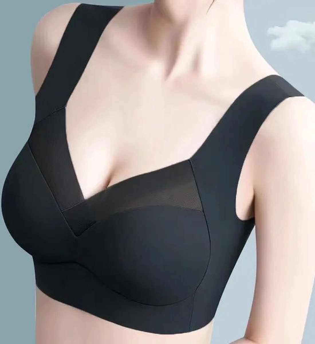 Wow Peach - Full Coverage Seamless Bralette - BH - Bustier - Comfy - Ademend - Naadloos - Ondersteuning - Valt kleiner uit - Zwart - Maat: XL