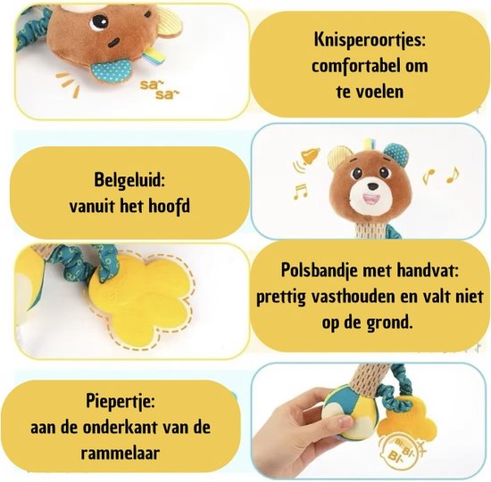 Baby rammelaar - Hert - Rammelaar - Baby speelgoed - Kraamcadeau - Babyshower cadeau - Vanaf 0 maanden - Pluche - Met Handgrip & Polsbandje - Unisex van EtsyBasics. — afbeelding 4
