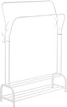 O'DADDY® Kledingrek metaal met dubbel schoenenrek - kledingrek wit - kledingrekken - kledingrek - kledingrek dubbel - kledingstang - garderoberek - Kledingrek dubbel - 110 x 33 x (137-157) cm - tot 25 kg per buis
