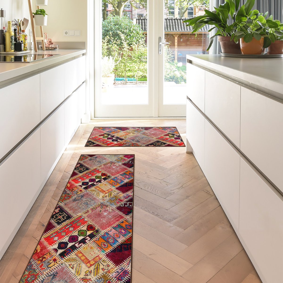 Tapijtloper voor gang, keuken, wasbaar, 60 x 300 cm, zwart, vloerkleed voor keuken, antislip, vintage tapijt, gang, lange loper, hal, entree, voor keuken, wasserijen, woonkamer, slaapkamer