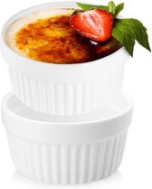 Ramekins Keramiek Wit 9,5 cm, 170 ml 2 stuks - Schaaltje - Set - Ovenschaal - Snackkommen - Dipschalen - Kleine Komen voor Dipsauzen en Snacks