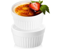 Ramekins Keramiek Wit 9,5 cm, 170 ml 2 stuks - Schaaltje - Set - Ovenschaal - Snackkommen - Dipschalen - Kleine Komen voor Dipsauzen en Snacks